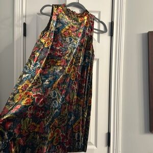 Floral velour sheath mock neck dress size small